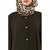Front open Kaftan with fashionable buttons- Olive Green
